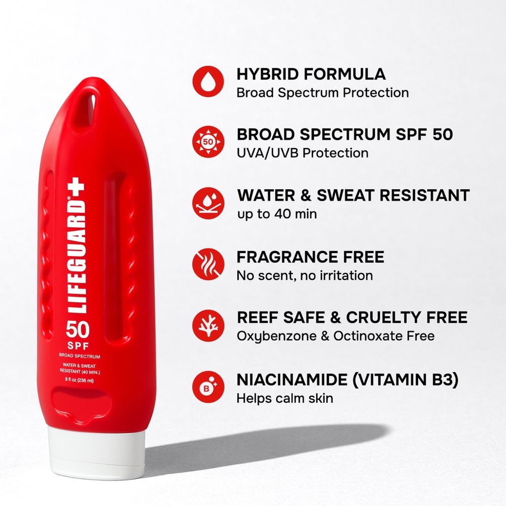 Lifeguard SPF 50 Sunscreen Lotion Waterproof Broad Spectrum 8 Oz No White Cast - Picture 5 of 6